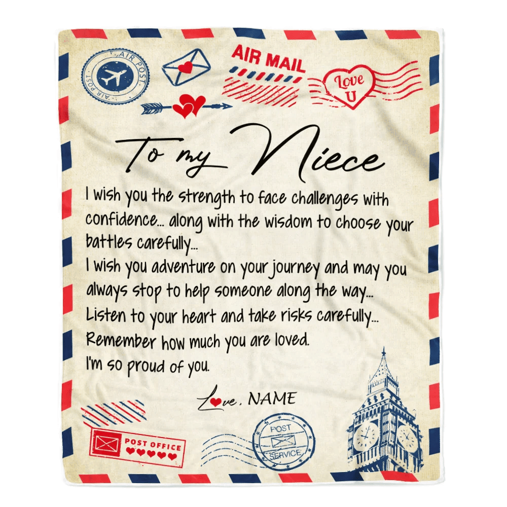 Personalized Letter Blanket To My Niece From Aunt Auntie Uncle I'm So Proud Of You Niece Birthday Christmas Thanksgiving Graduation Customized Fleece Blanket