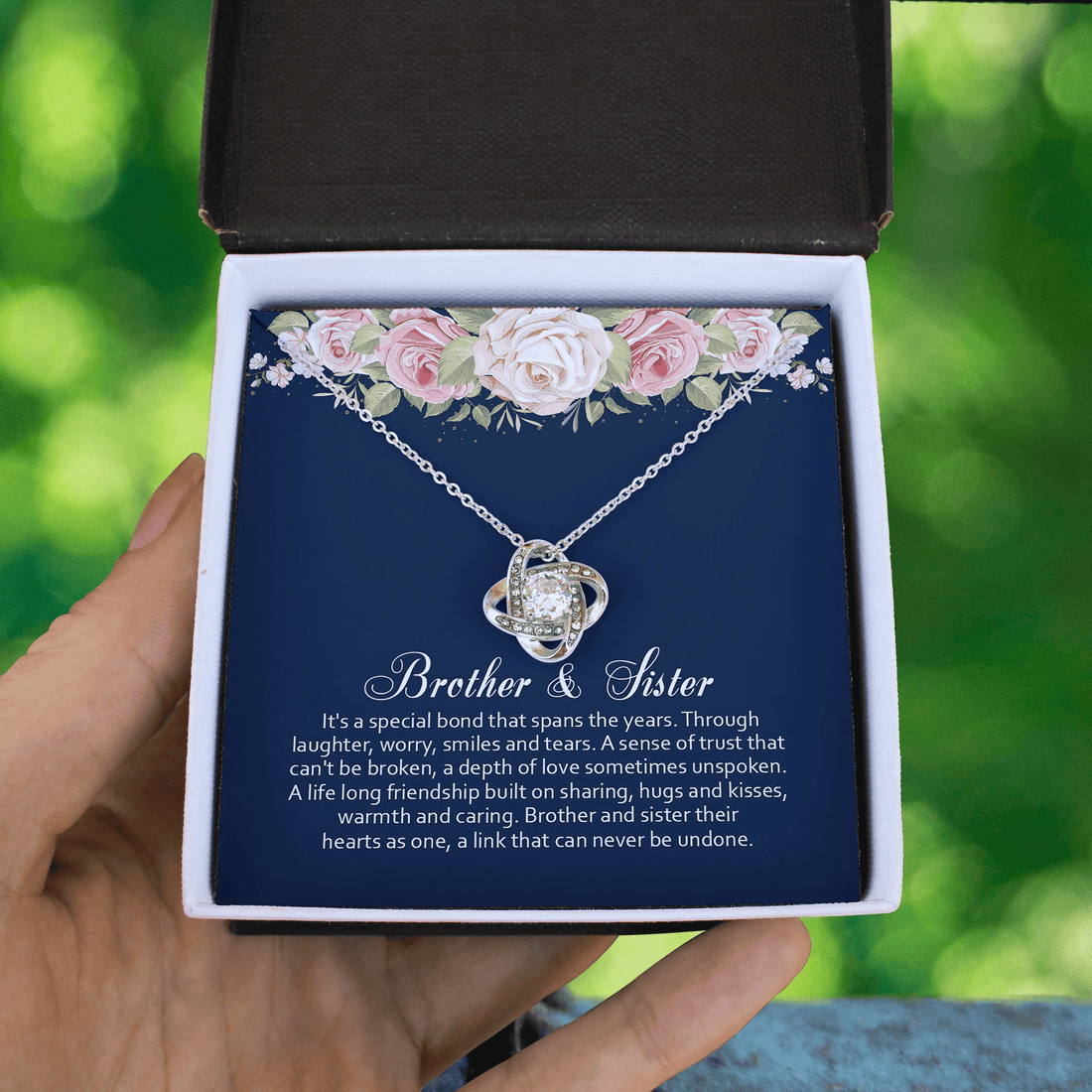 Brother Gift For Sister It's A Special Bond Love Knot Necklace