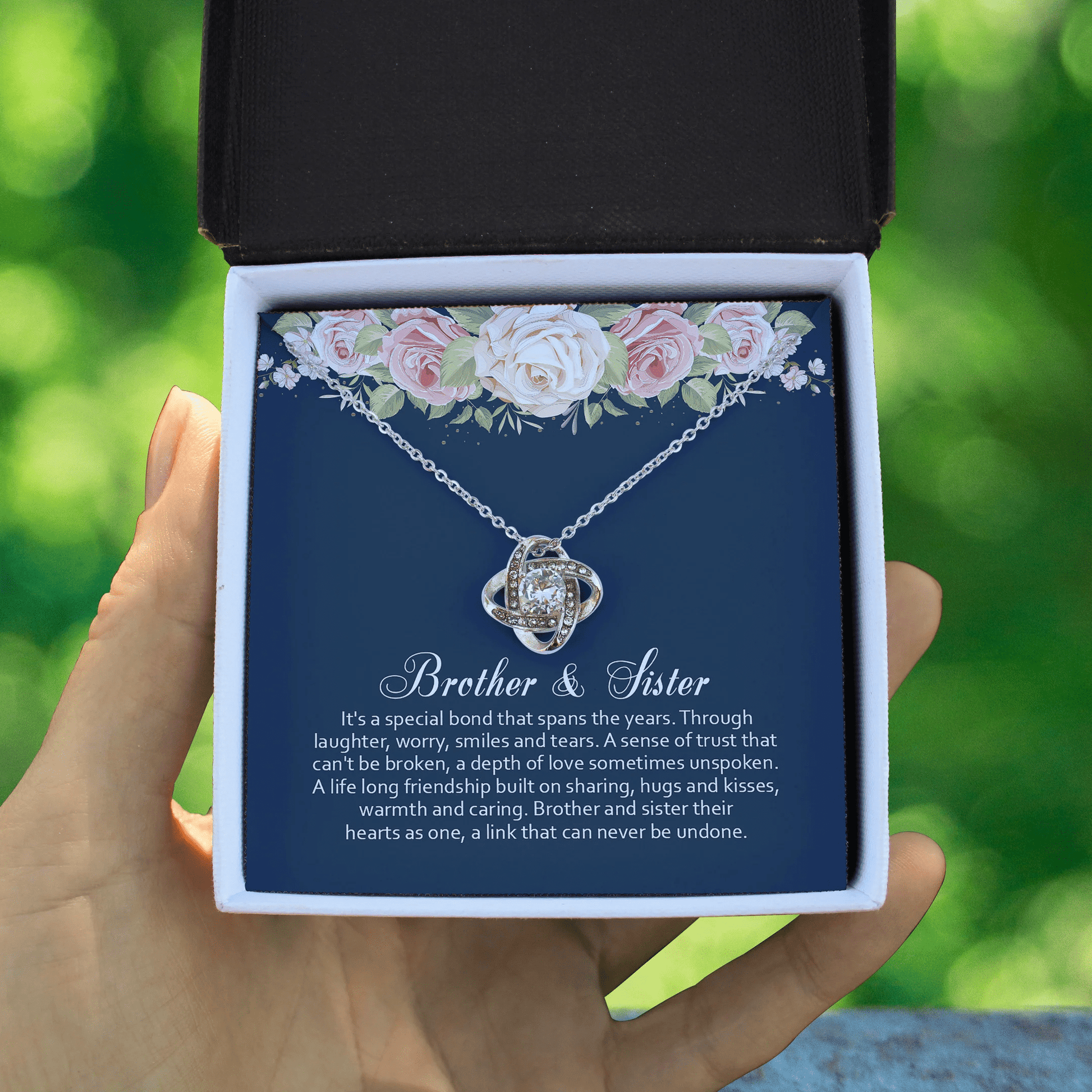 Brother Gift For Sister It's A Special Bond Love Knot Necklace