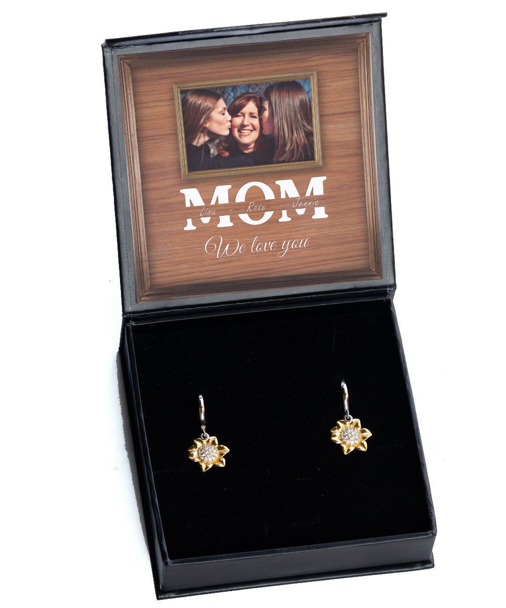 We Love You Custom Name And Photo Sunflower Earrings Gift For Mom From Daughter Toptrendygear