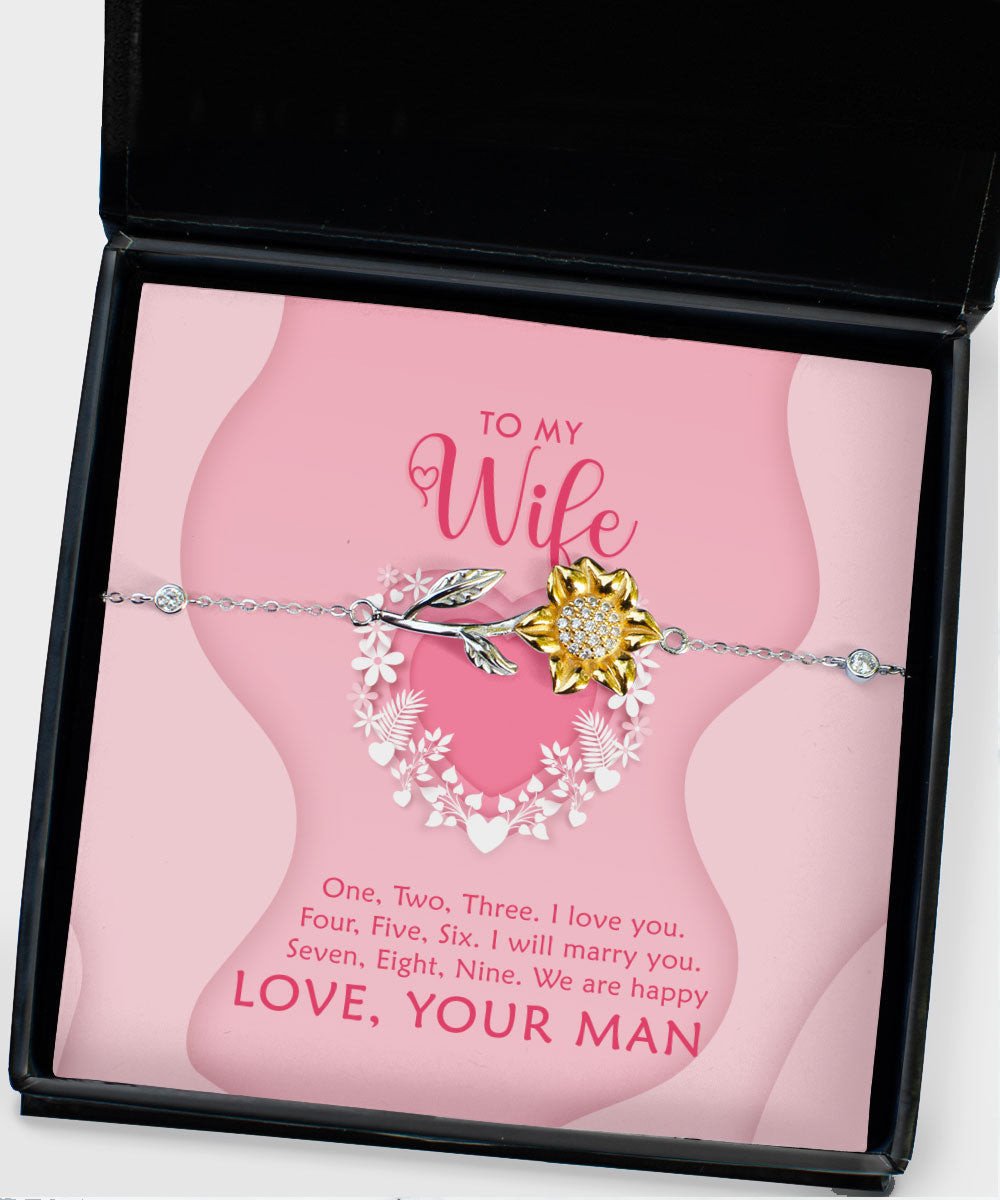 To My Wife One Two Three I Love You Sunflower Bracelet