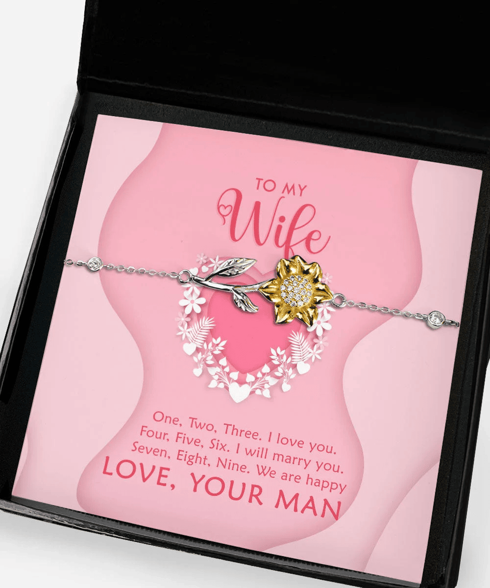 To My Wife One Two Three I Love You Sunflower Bracelet