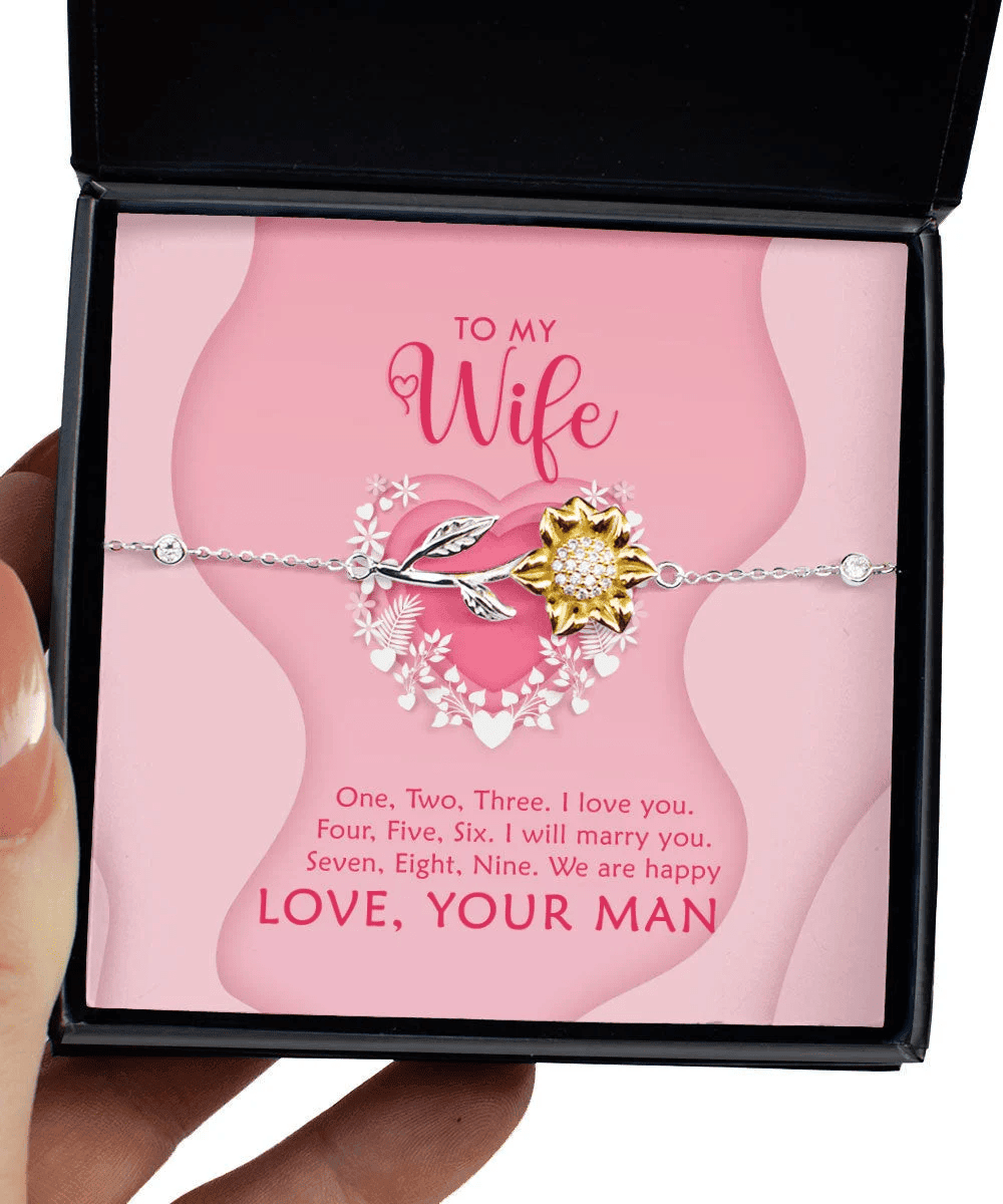 To My Wife One Two Three I Love You Sunflower Bracelet