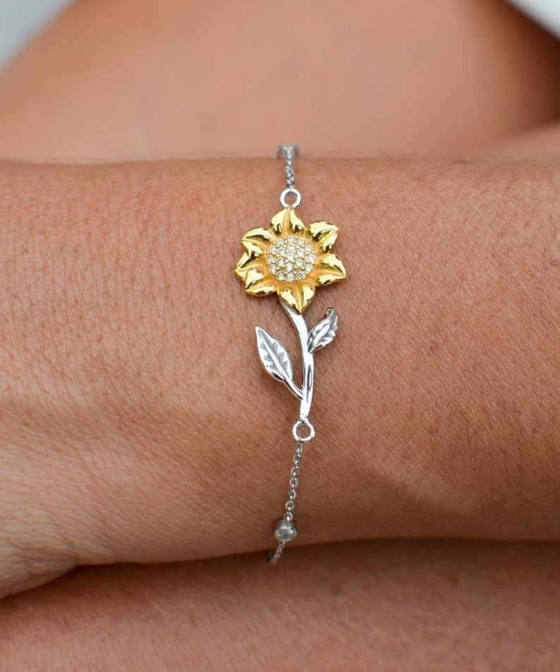 To My Wife One Two Three I Love You Sunflower Bracelet