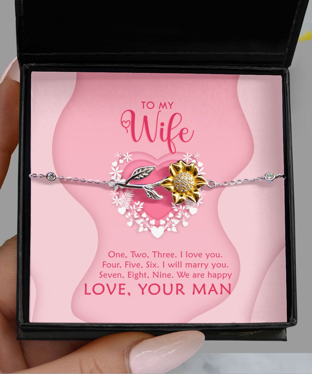 To My Wife One Two Three I Love You Sunflower Bracelet