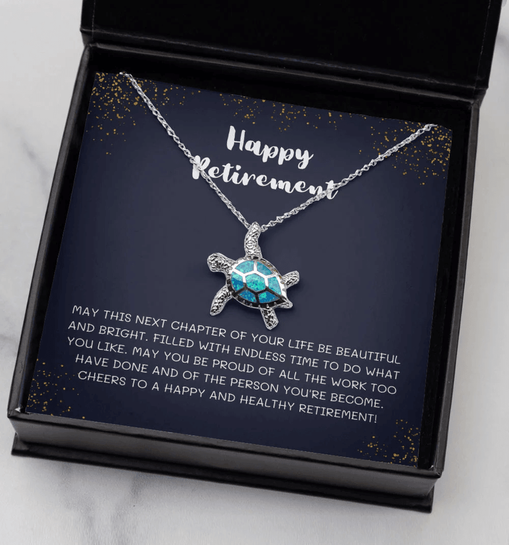 Filled With Endless Time To Do What You Like Opal Turtle Necklace Gift For Her Happy Retirement Toptrendygear