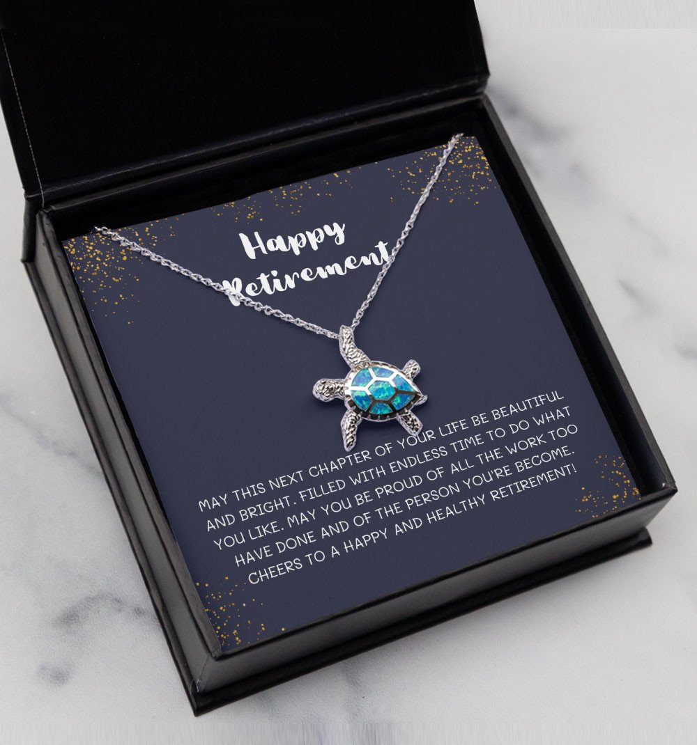 Filled With Endless Time To Do What You Like Opal Turtle Necklace Gift For Her Happy Retirement Toptrendygear