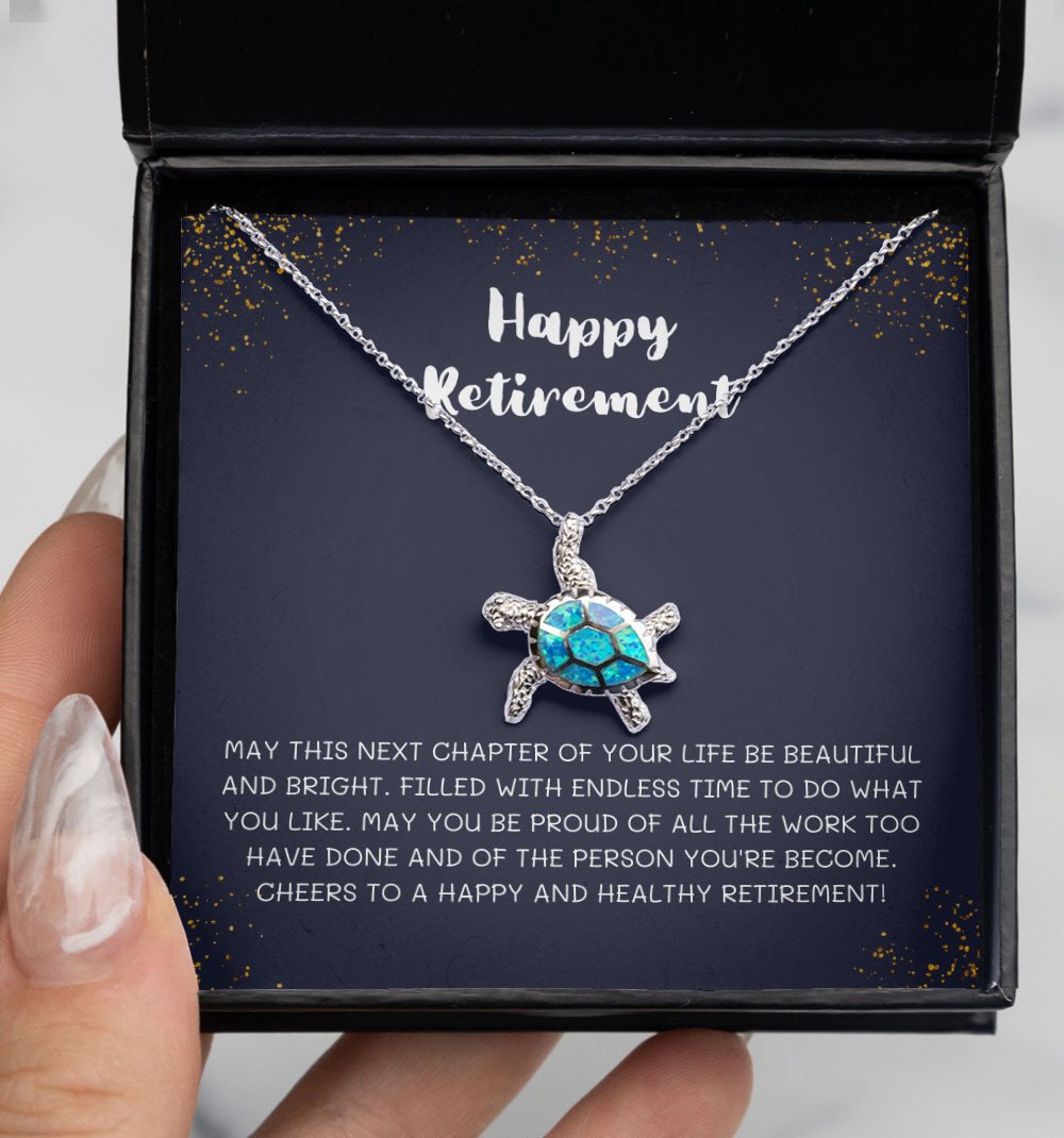 Filled With Endless Time To Do What You Like Opal Turtle Necklace Gift For Her Happy Retirement Toptrendygear