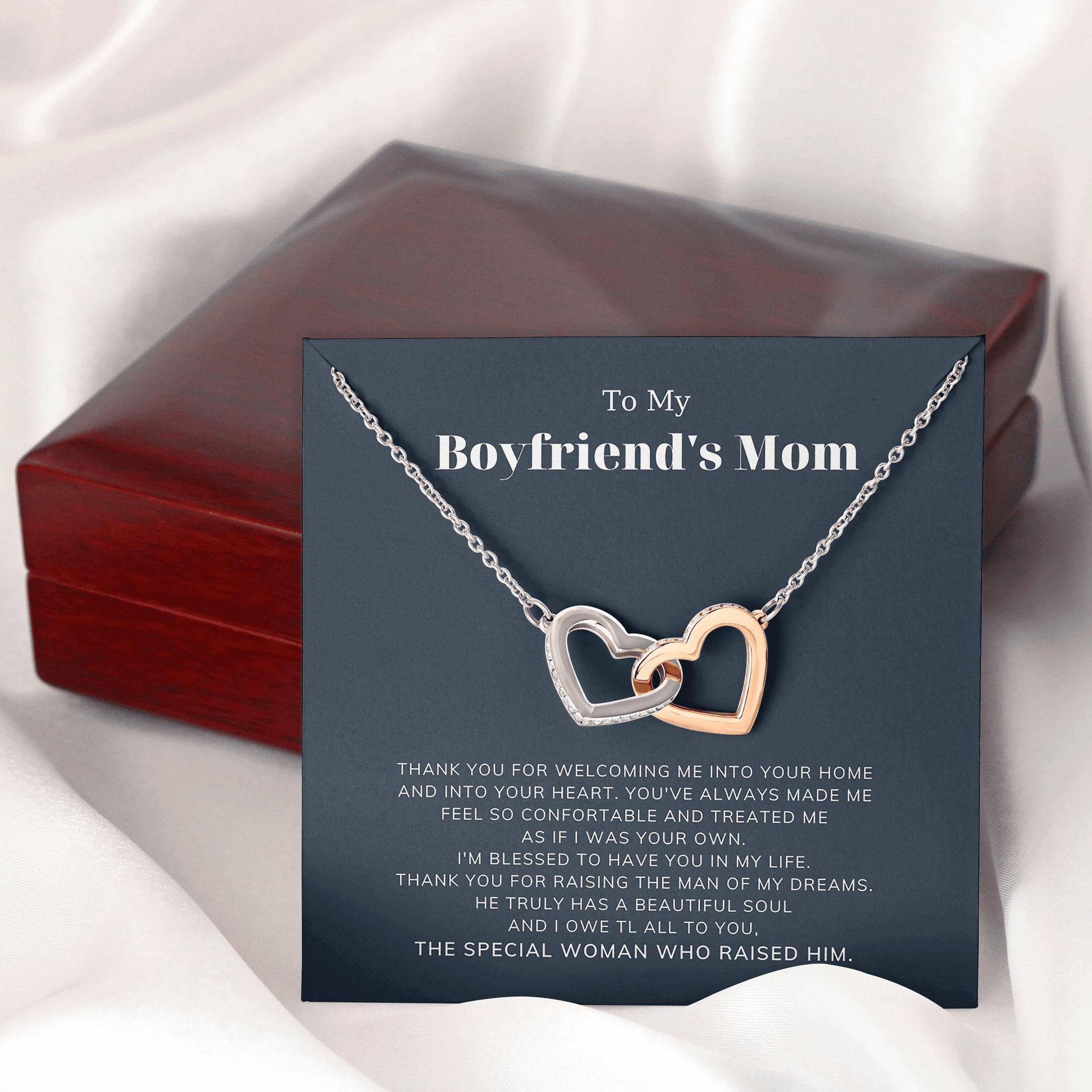 The Special Women Whose Raised Him Interlocking Heart Necklace Gift For Mom Toptrendygear