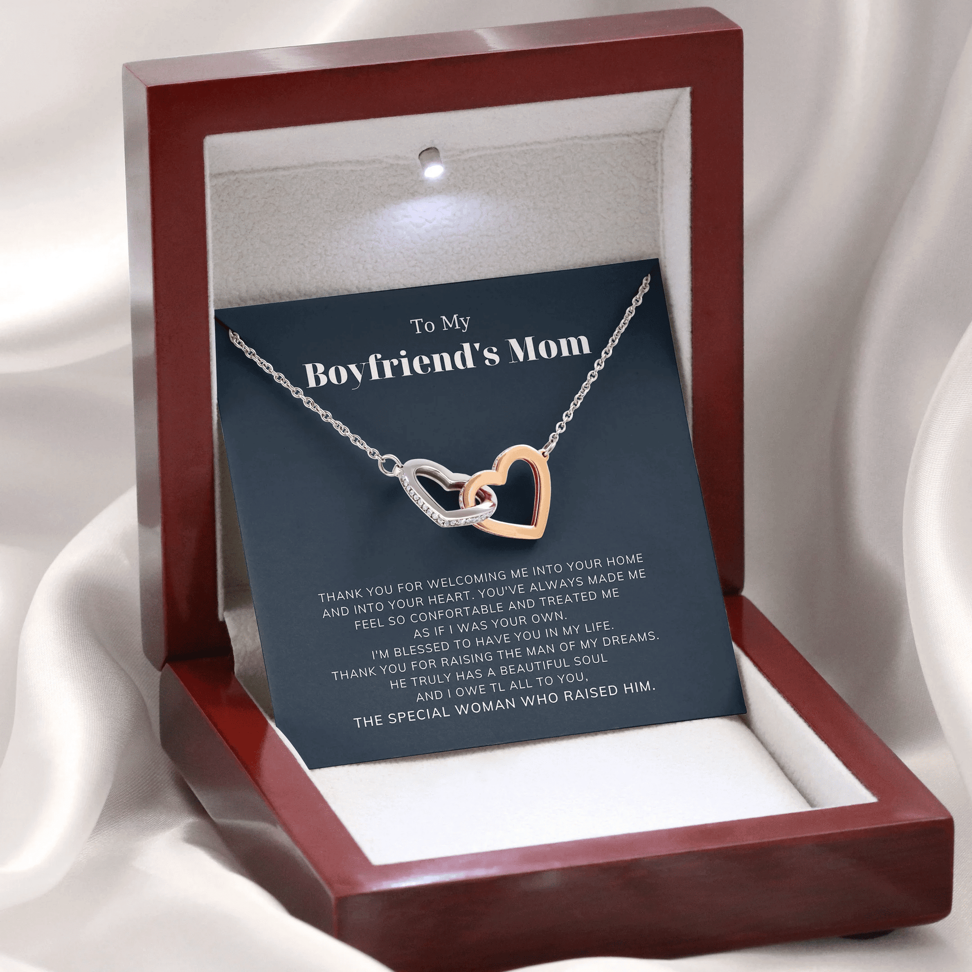 The Special Women Whose Raised Him Interlocking Heart Necklace Gift For Mom Toptrendygear