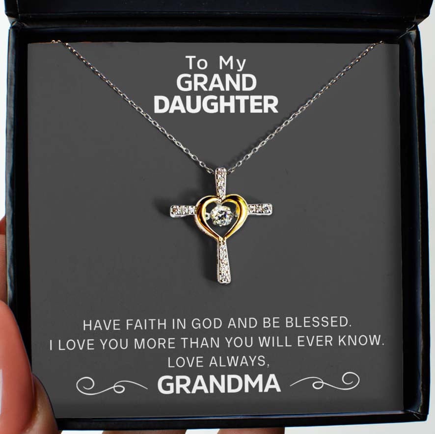 To My Granddaughter - Dancing Jewel Cross Necklace