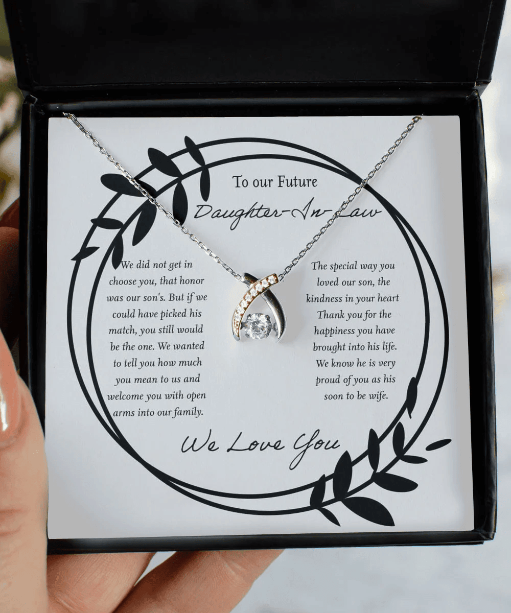 Daughter Necklace We Know He Is Very Proud Of You Gift For Daughter-In-Law Wishbone Dancing Necklace Toptrendygear