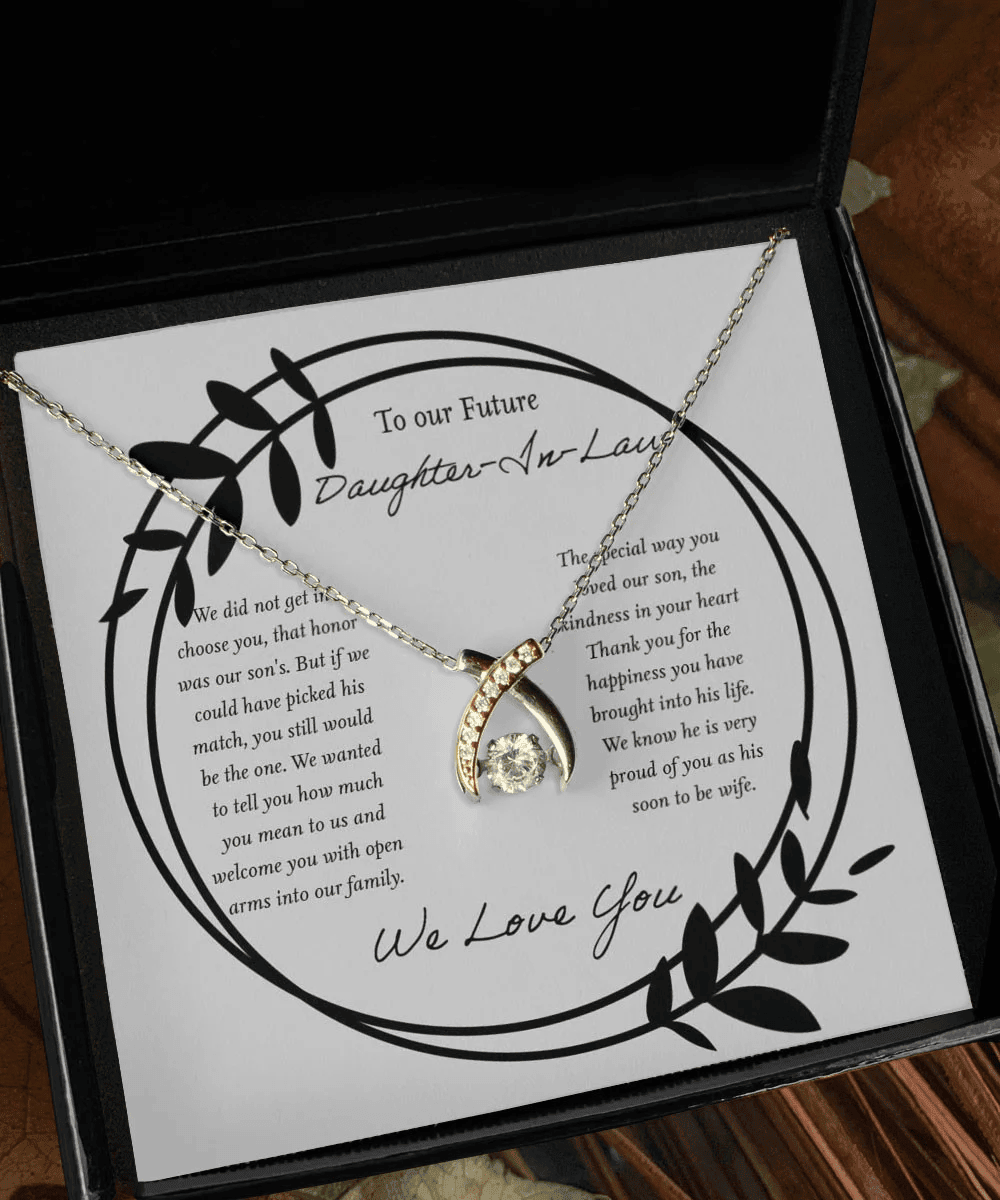 Daughter Necklace We Know He Is Very Proud Of You Gift For Daughter-In-Law Wishbone Dancing Necklace Toptrendygear