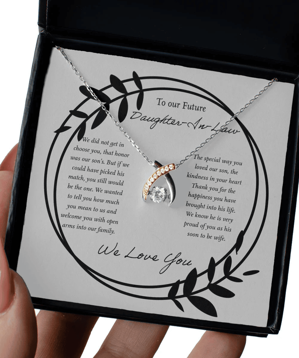 Daughter Necklace We Know He Is Very Proud Of You Gift For Daughter-In-Law Wishbone Dancing Necklace Toptrendygear
