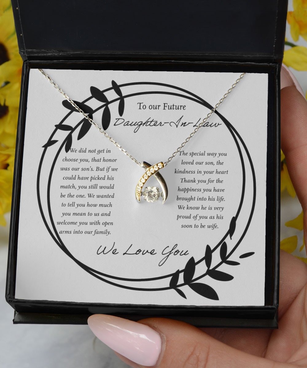 Daughter Necklace We Know He Is Very Proud Of You Gift For Daughter-In-Law Wishbone Dancing Necklace Toptrendygear