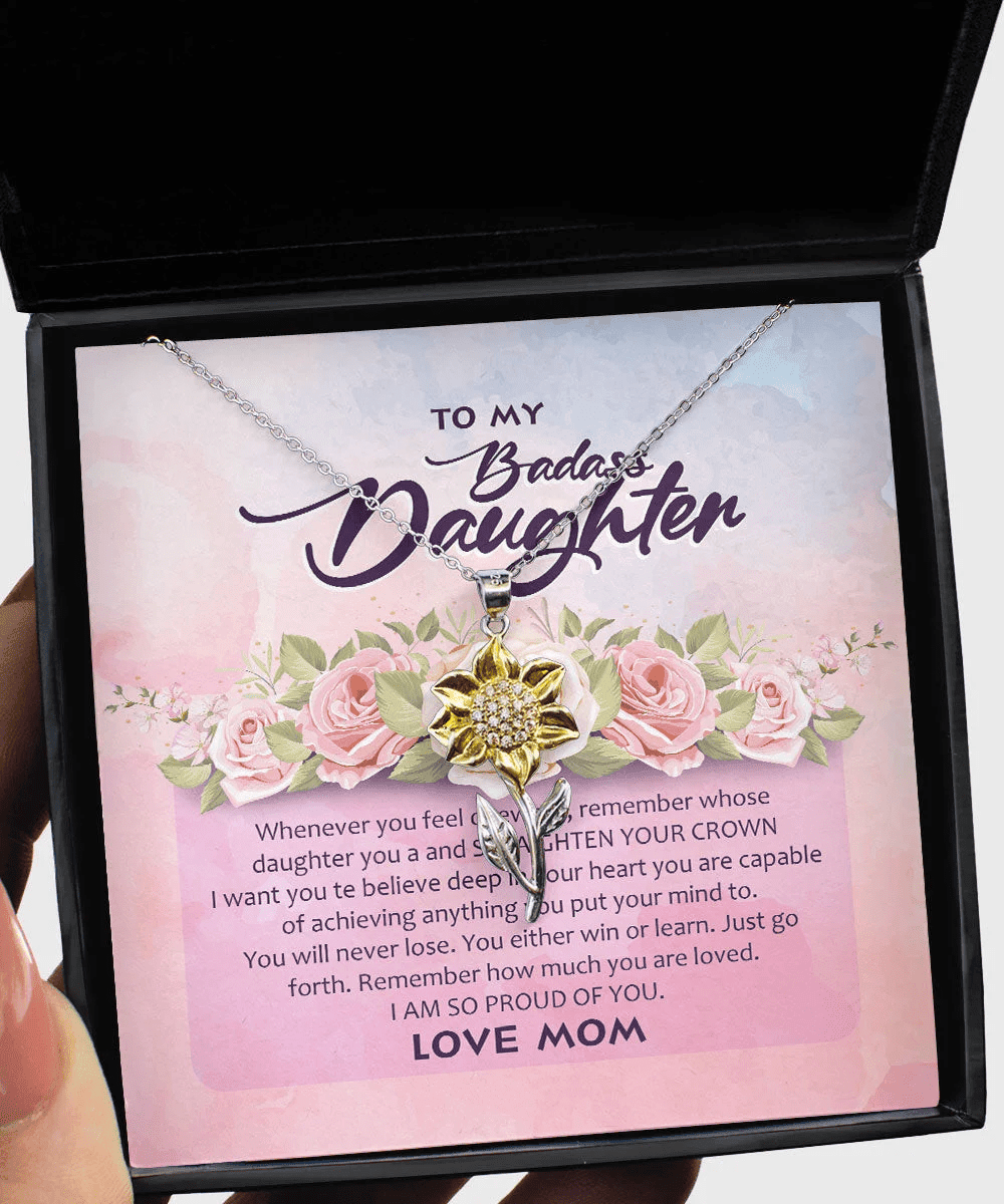 I Am So Proud Of You Mom To Daughter 2 Sunflower Pendant Necklace