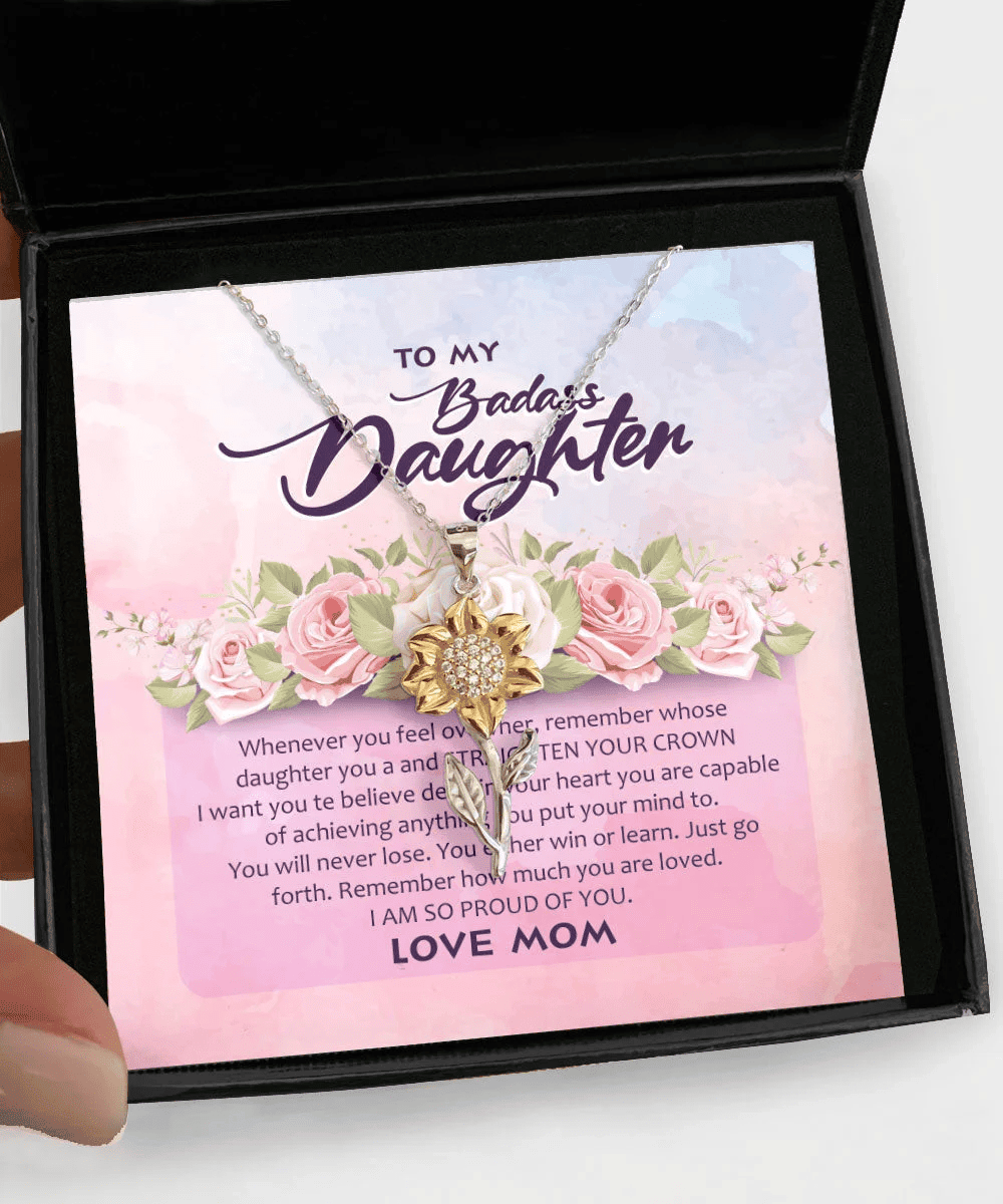 I Am So Proud Of You Mom To Daughter 2 Sunflower Pendant Necklace