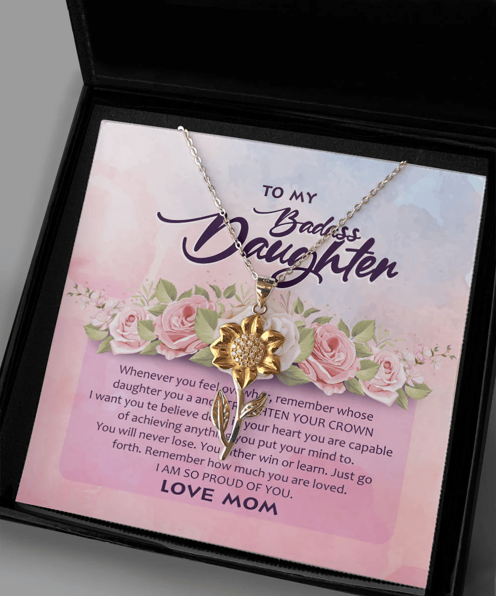 I Am So Proud Of You Mom To Daughter 2 Sunflower Pendant Necklace