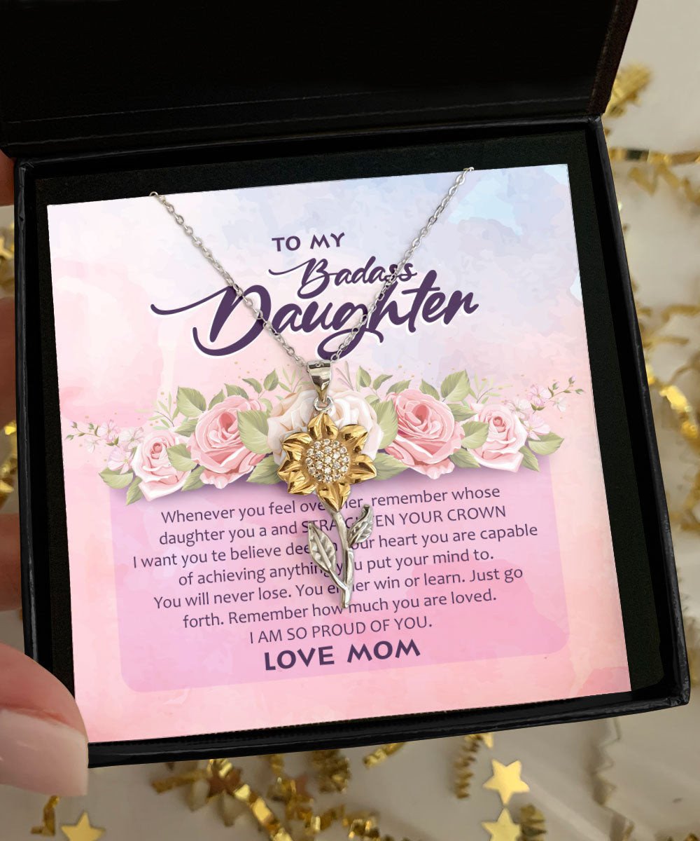I Am So Proud Of You Mom To Daughter 2 Sunflower Pendant Necklace