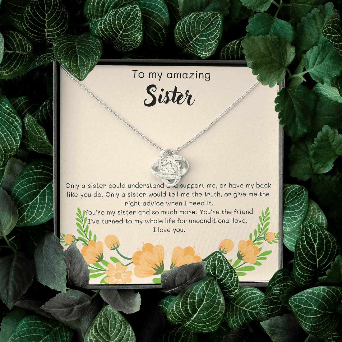 Gift For Sister You're My Sister And So Much More Love Knot Necklace