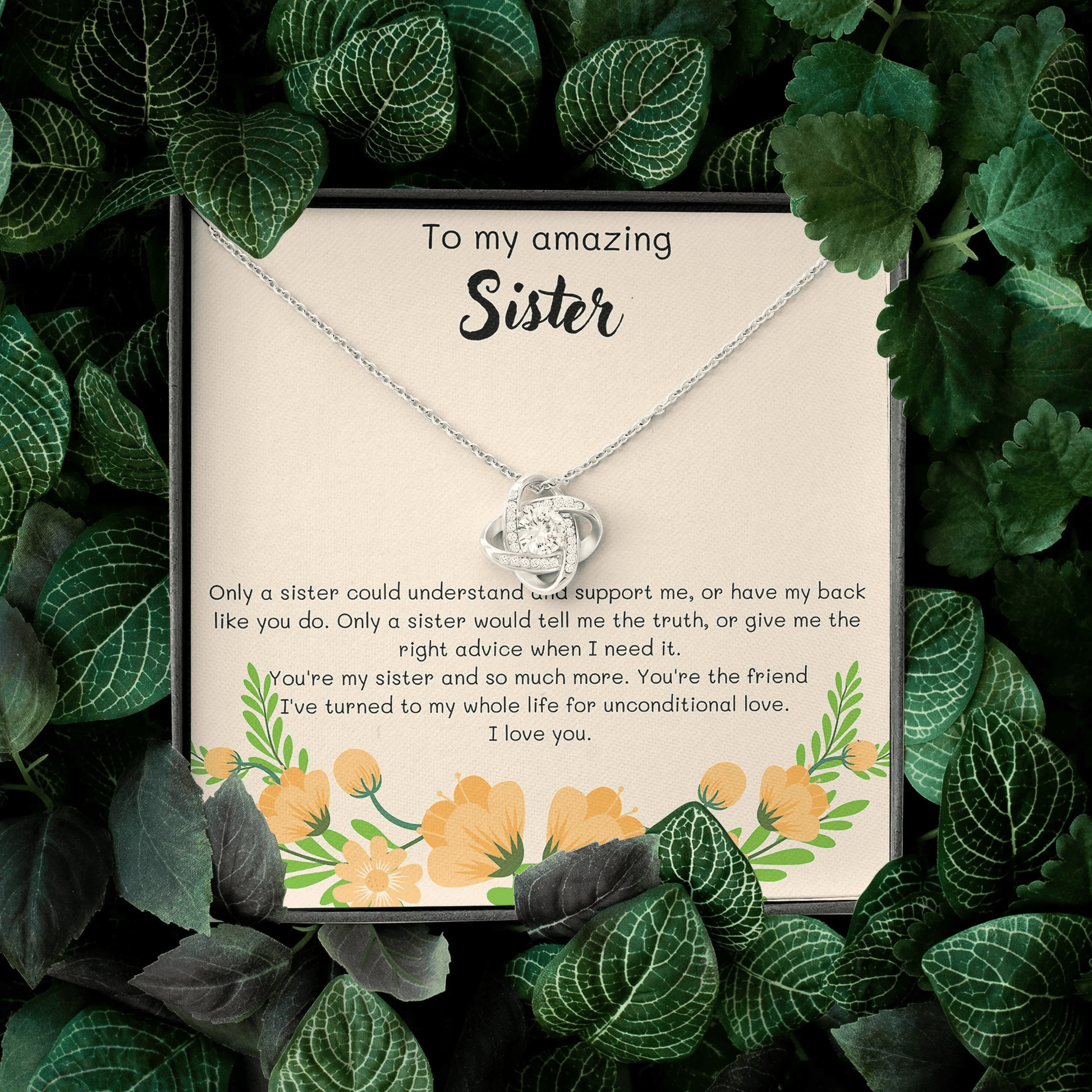Gift For Sister You're My Sister And So Much More Love Knot Necklace