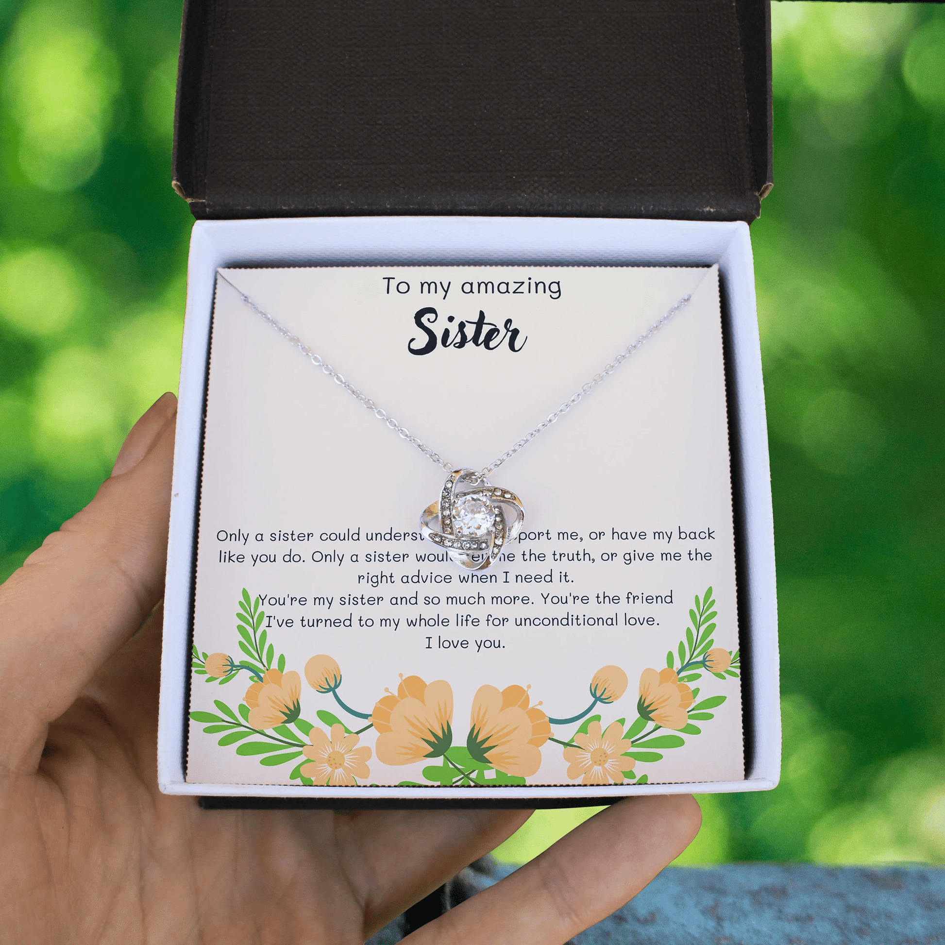 Gift For Sister You're My Sister And So Much More Love Knot Necklace