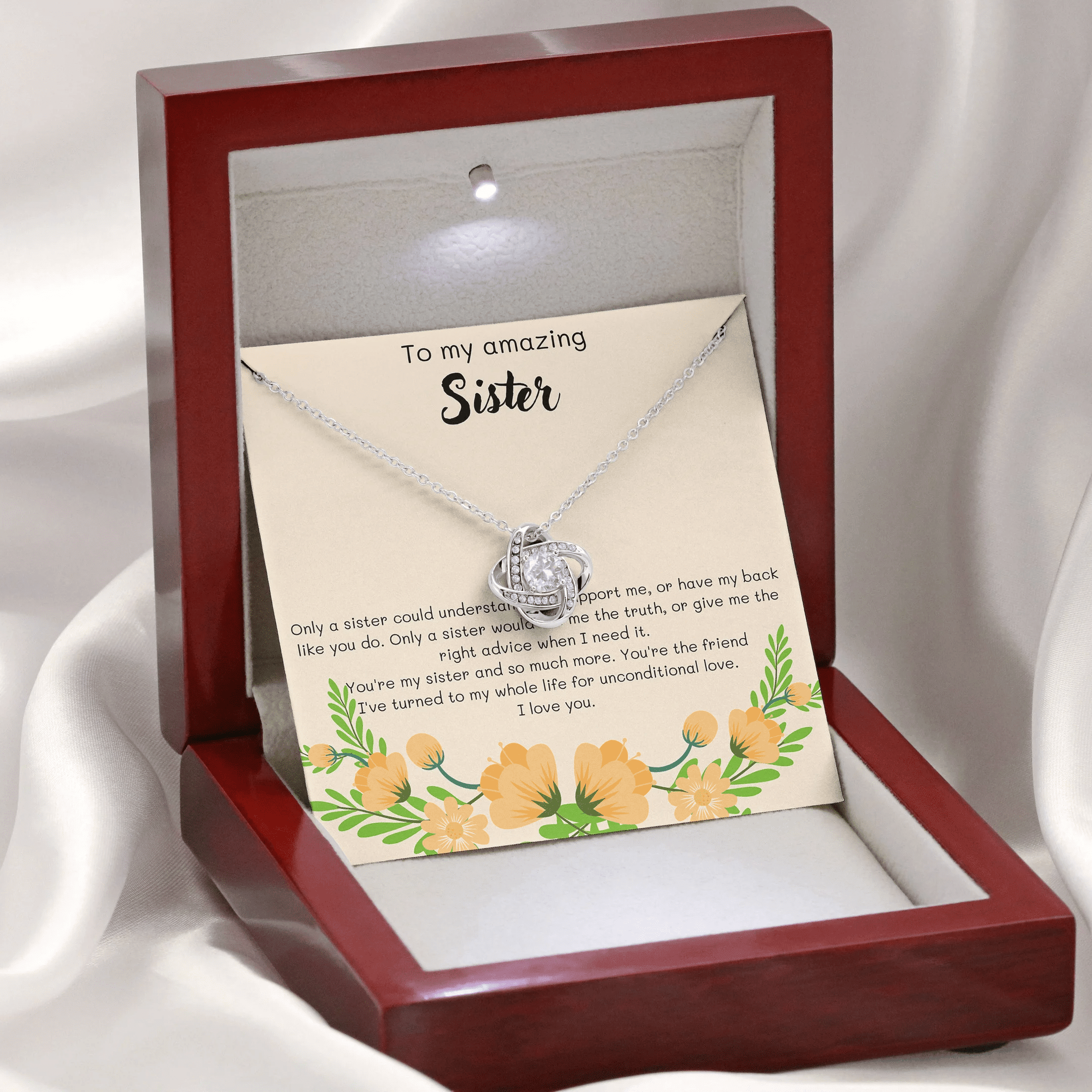 Gift For Sister You're My Sister And So Much More Love Knot Necklace
