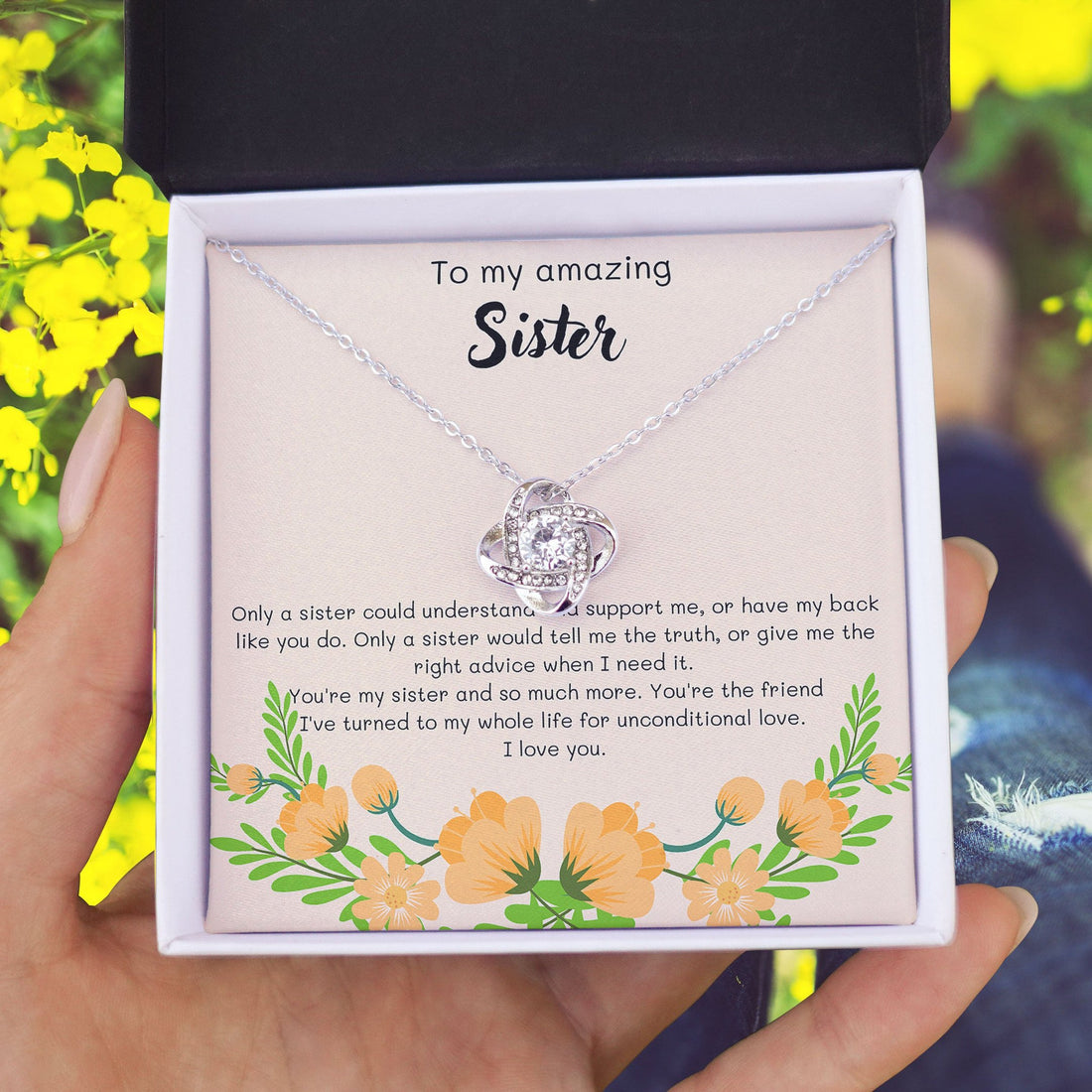 Gift For Sister You're My Sister And So Much More Love Knot Necklace