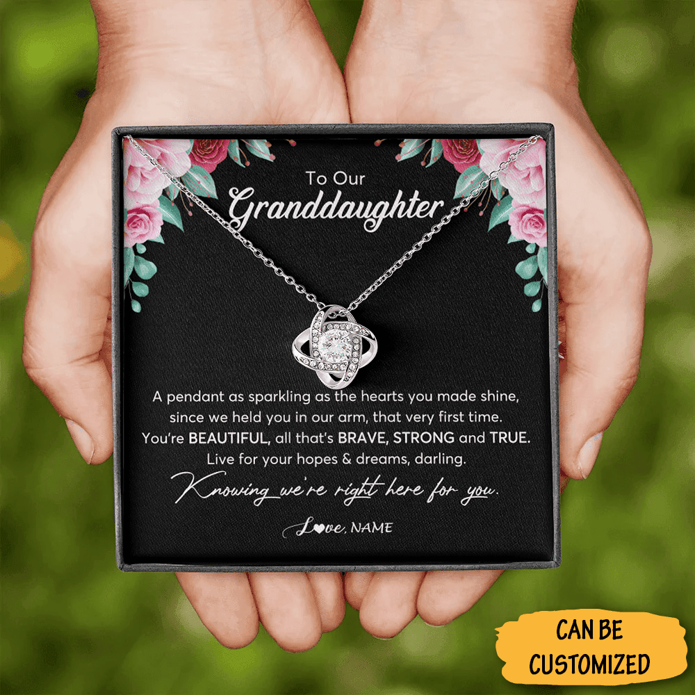 Personalized To Our Granddaughter Love Knot Necklace Silver To My Granddaughter Necklace From Grandpa Grandma