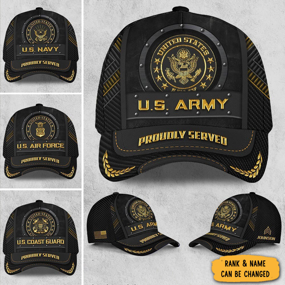 Custom US Army Hat Proudly Served United States US Army Baseball Cap Gifts For Veterans