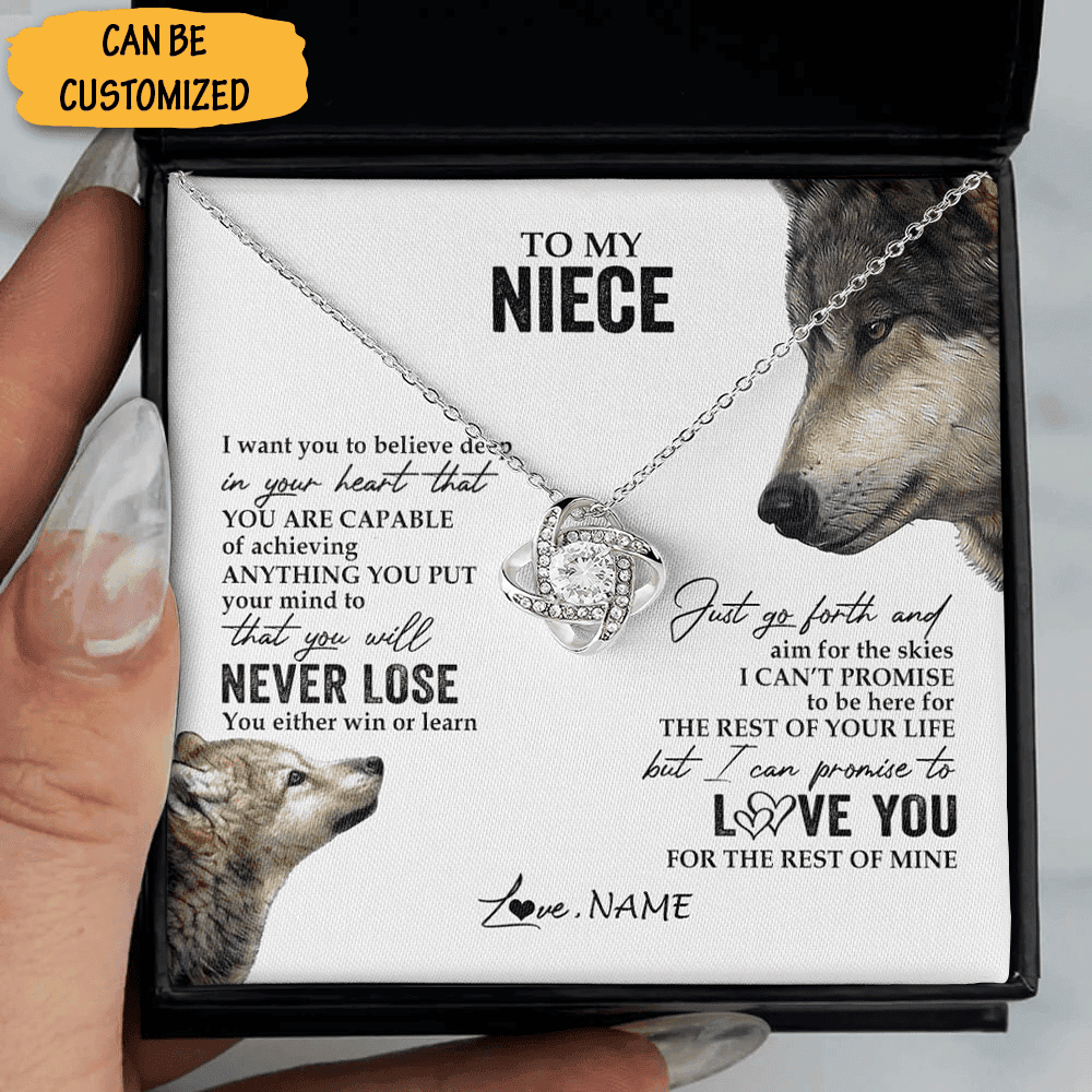 Personalized Wolf To My Niece Necklace From Uncle Love Knot Necklace Jewelry Keepsake Gifts