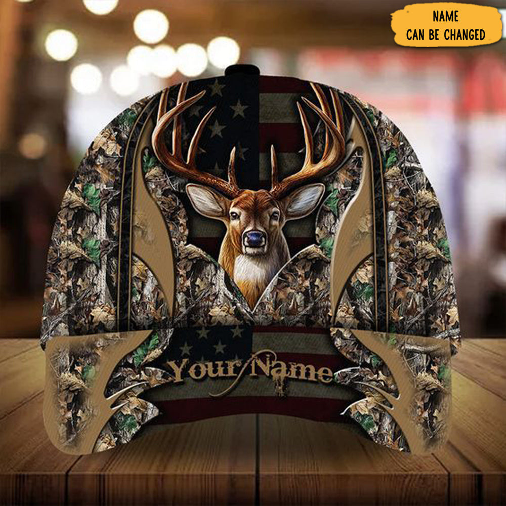 Personalized Deer Hunting Hat American Flag Camo Hats Gifts For Deer Hunters