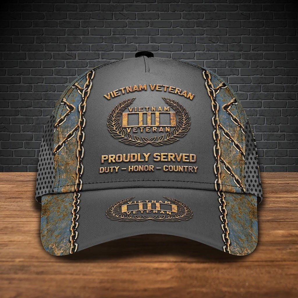 Vietnam Veteran Hat Proudly Served Duty Honor Country Vietnam Veteran Baseball Caps