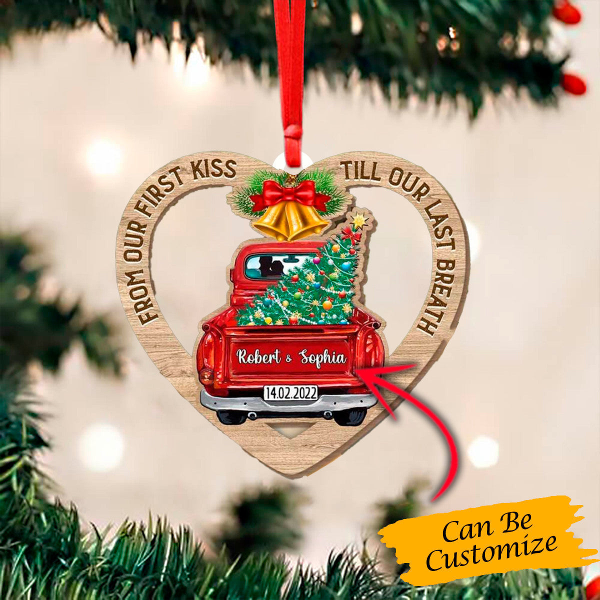 Personalized Couple From Our First Kiss Till Our Last Breath Wood Ornament Xmas Tree Ornaments