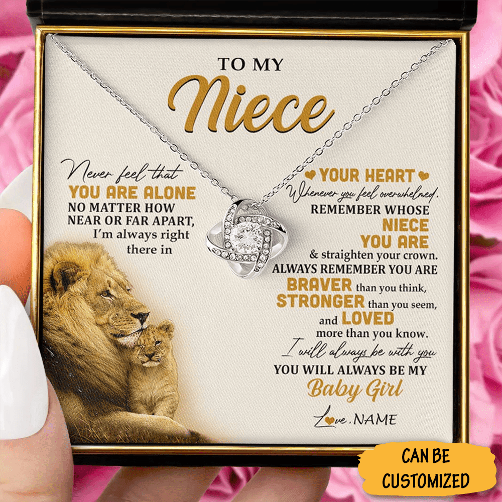 Custom To My Niece Love Knot Necklace From Uncle This Lion Necklace Gift Message Sentimental