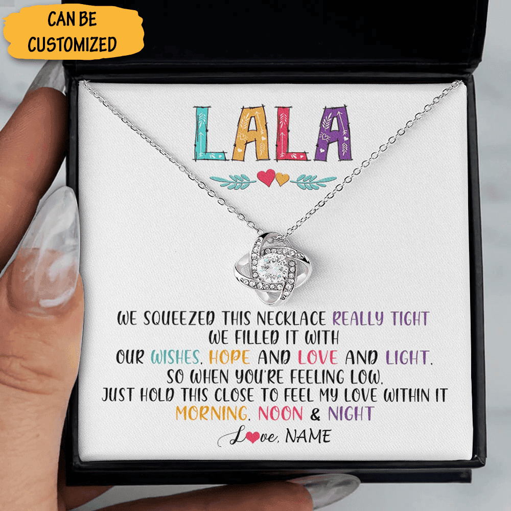 Personalized To My Lala Necklace Silver Love Knot Necklace With Message For Giving Gifts For Lala