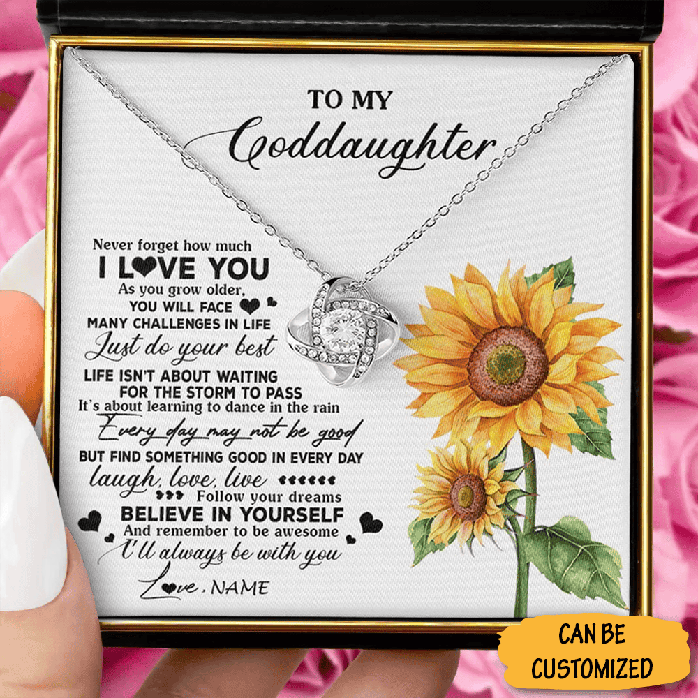 Custom To My Goddaughter Necklace Silver Love Knot Necklace Graduation Gift Ideas For Goddaughter
