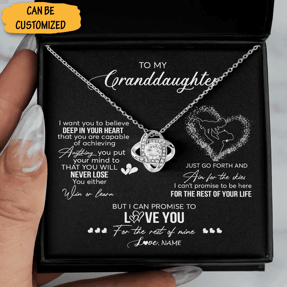 Personalized To My Granddaughter Necklace From Grandma Grandpa Love Knot Silver Necklace With Message Card