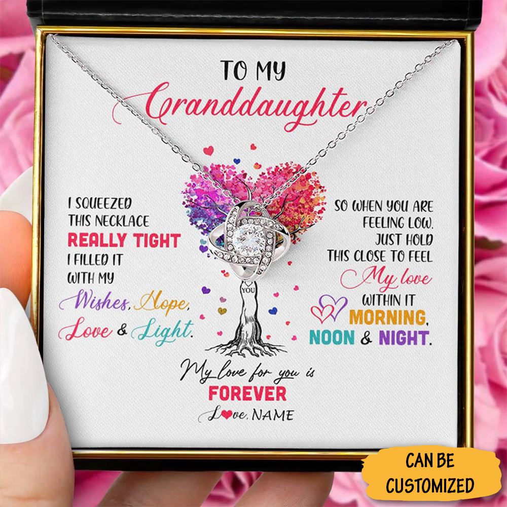 Personalized To My Granddaughter Necklace Love Knot Necklace Box Best Christmas Presents For Granddaughter