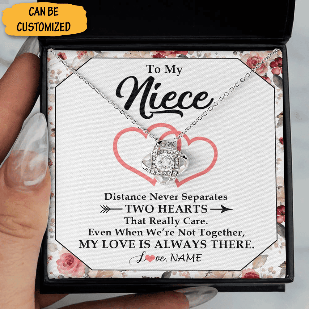 Personalized To My Niece Necklace From Aunt Love Sterling Silver Love Knot Necklace With Message Card