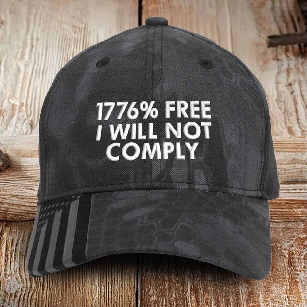 1776 Free I Will Not Comply Embroidered Camo Hat 2nd Amendment Patriotic Hat Gun Lovers Gifts