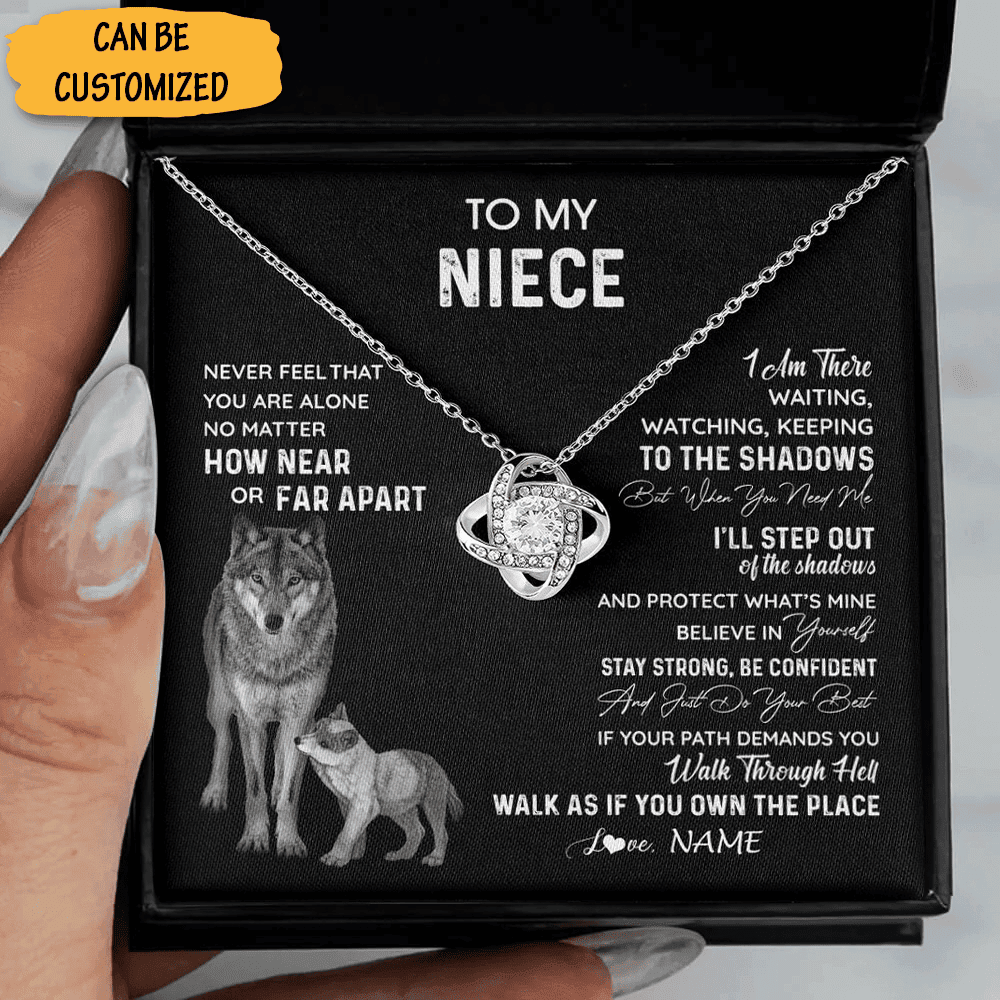 Custom Wolf To My Niece Necklace From Uncle Love Knot Necklace Keepsake Unique Christmas Gifts For Niece