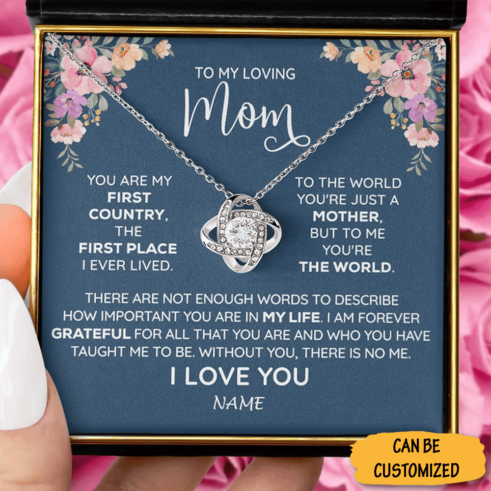 Personalized To My Mom Necklace Love Knot Necklace With Message Sentimental Birthday Gifts For Mom