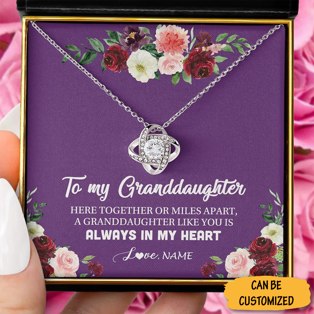 Personalized To My Granddaughter Necklace Silver Love Knot Necklace Sweet Sixteen Gifts For Granddaughter