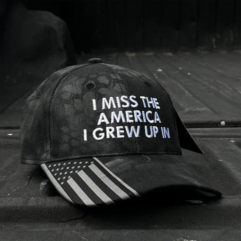 I Miss The America I Grew Up In Embroidered Camo Hat Mens Patriotic Hats Gifts For Veterans
