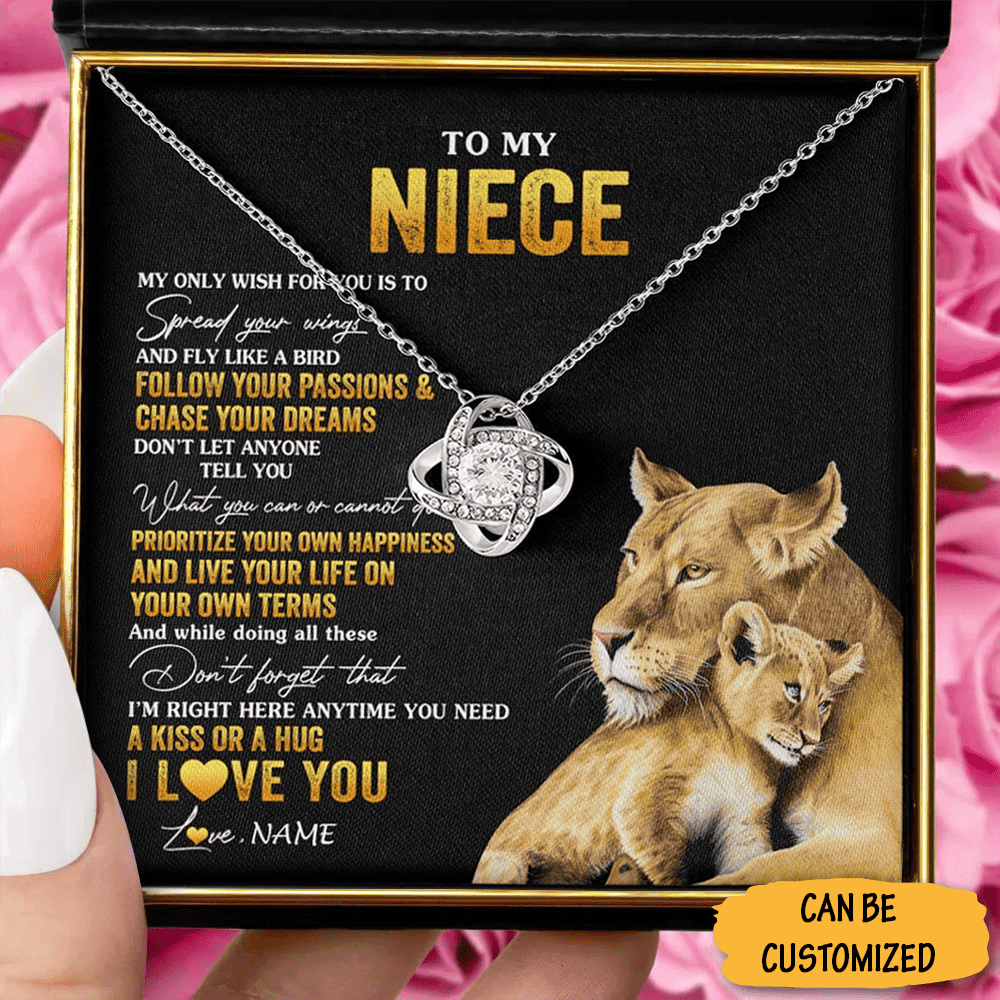 Personalized Lion To My Niece Necklace From Uncle Love Knot Necklace Jewelry Xmas Gifts For Niece
