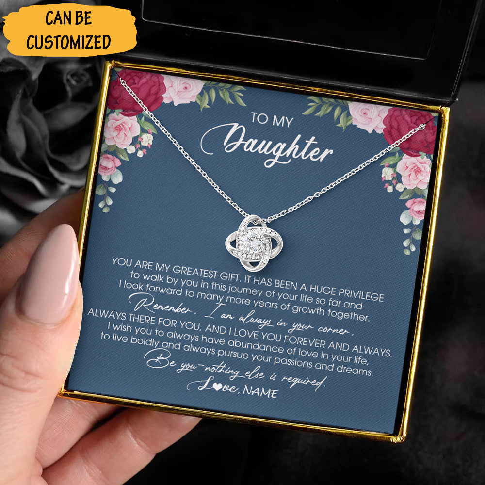 Customized To My Daughter Necklace Sterling Silver Love Knot Necklace Thoughtful Gifts For Daughters