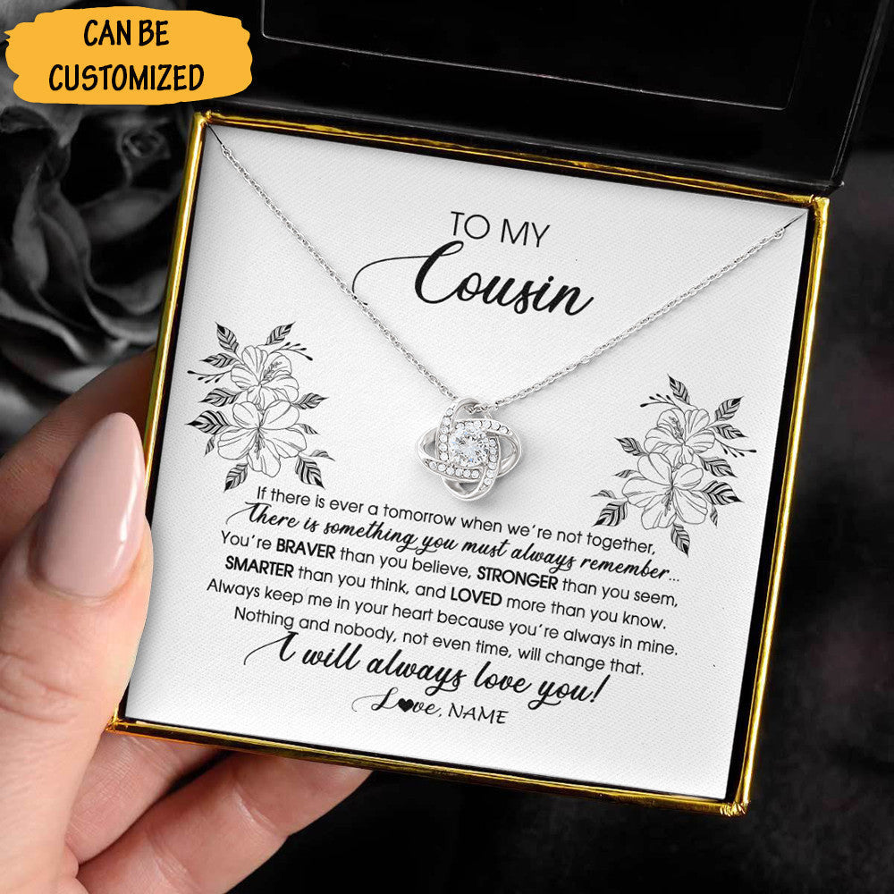 Personalized To My Cousin Necklace Love Knot Silver Necklace Christmas Gifts For Cousins Sister