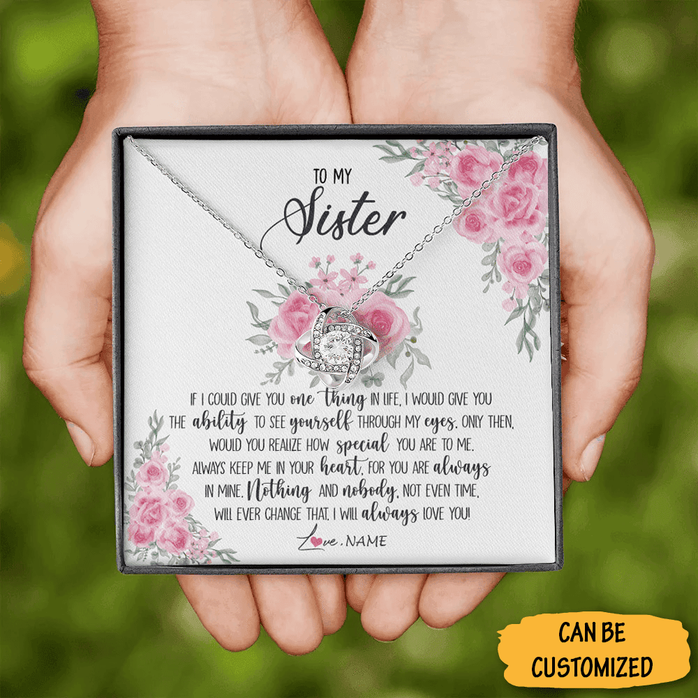 Personalized To My Sister Love Knot Necklace I Will Always Love You Necklace For Sister Birthday Gifts Box