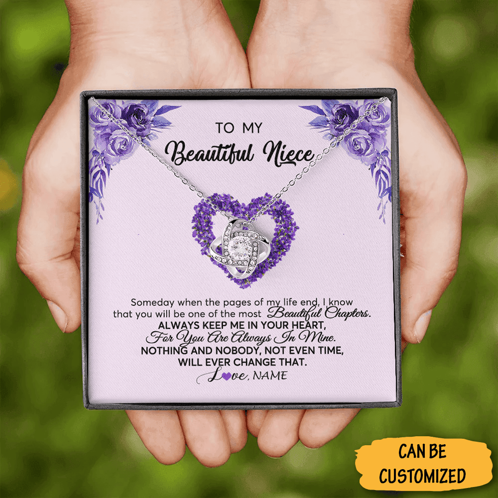 Customized To My Beautiful Niece Love Knot Necklace Jewellery Silver Knot Necklace Aunt To Niece Gifts